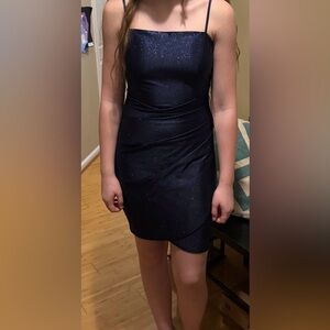 Honey and Rosie Juniors Navy Blue Faux Wrap Dress Sz S